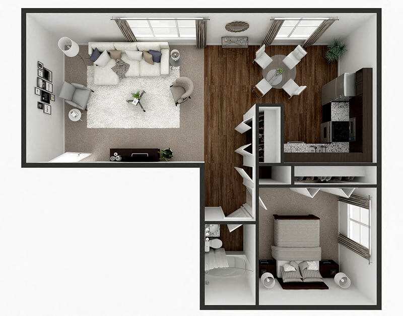 1 Bedroom 1 Bath 700 sq ft floor plan